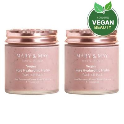 Vegan Rose Hyaluronic Hydra Wash-Off Mask (125g, 2 Piece)