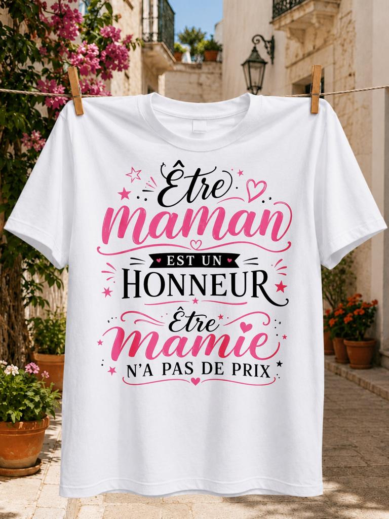 Being Maunisex Is An Honor Being Grandma Has No Price French Quote With Pink Type Hearts And Stars Unisex All Tshirt