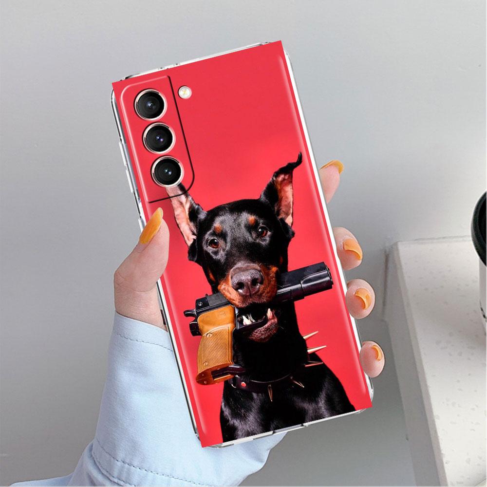 Klare Hülle für Samsung Galaxy S22 S20 FE S21 S10 S9 Plus Note 20 Ultra 10 Lite Handyhülle Tier Dackel Dobermann Hund