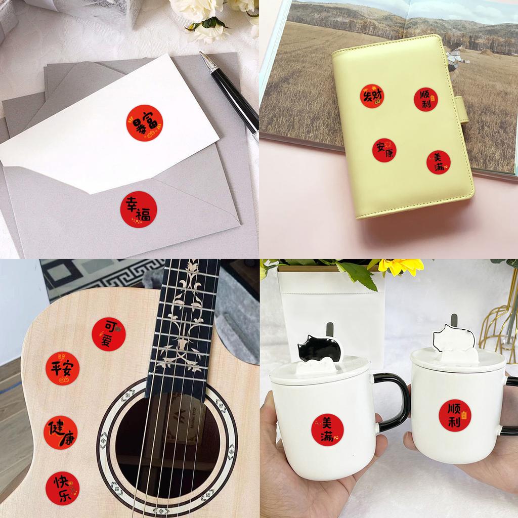 500/roll New Year's Greeting Phrase Roll Sticker DIY Envelope Mobile Phone Seal Sticker Roll Sticker
