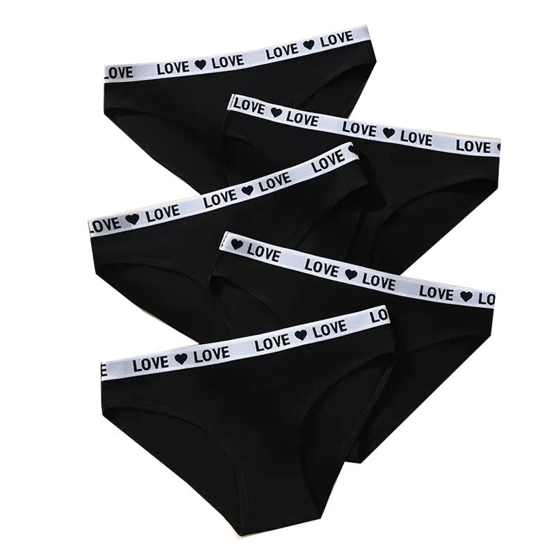 

5 шт. Сексуальные женские трусики Мягкие хлопковые трусы Милые трусики для девочек с надписью Женское дышащее эластичное нижнее белье Женское белье XS-XL XL&5pcs разноцветный