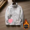 Unisex Tjock Sherpa Fleecejacka - Varm Cardigan med Ståkrage för Utomhusbruk