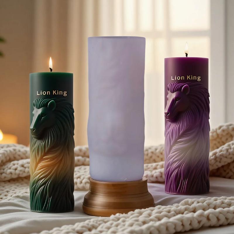 Classical Horse Head Scented Candle Mold Lion King Totem Roman Pillar Silicone Mold DIY Relief Wax Craft Maker for Home Decor