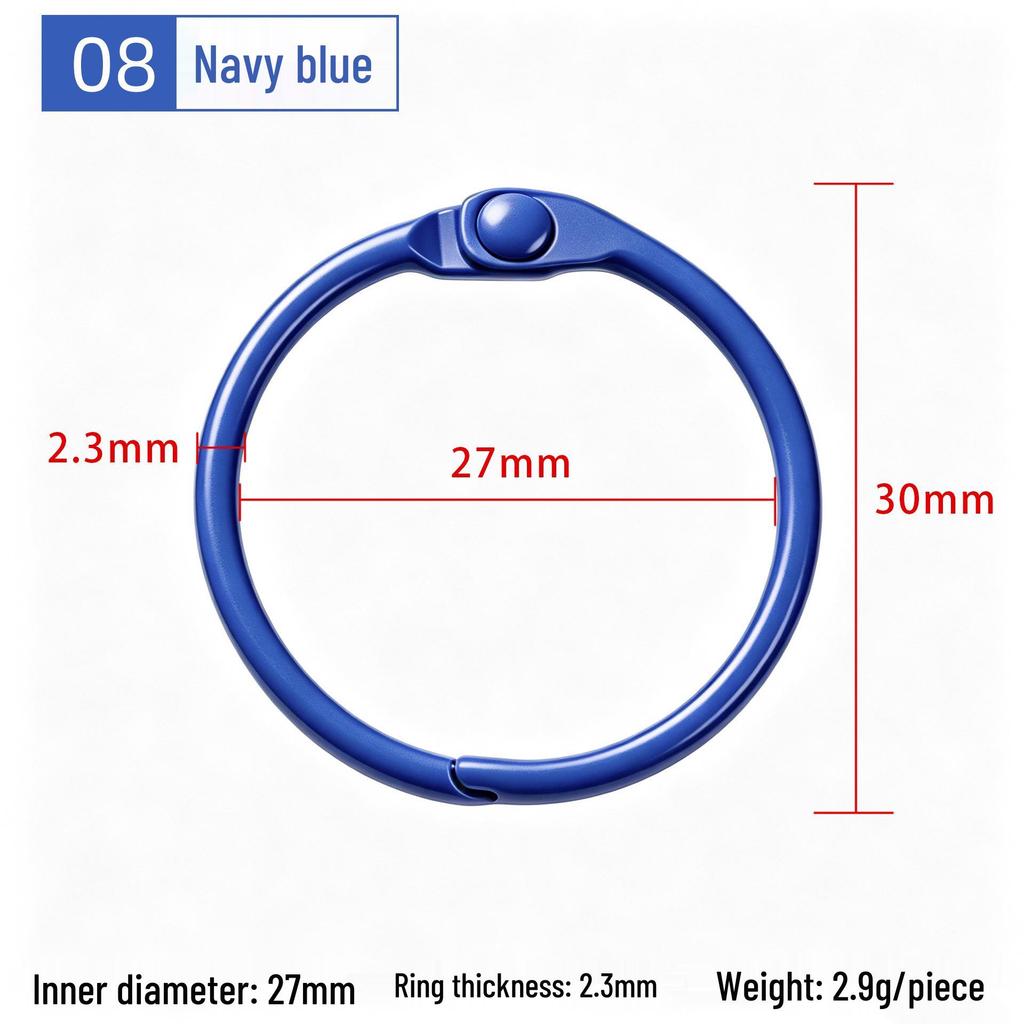 30mm Colorful Metal Book Ring & Keychain Buckle - DIY Open Jump, Loose-Leaf & Card Holder