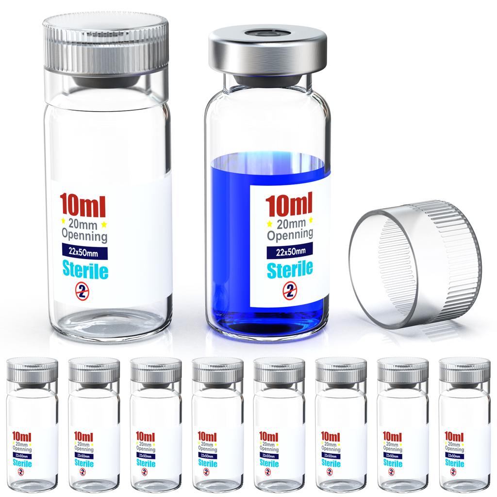 Sterile Empty Vials With Reuse Cap And 13 /20 mm Self Healing Injection Port,Buckle Glass Vials ,Sterile Package,Clear