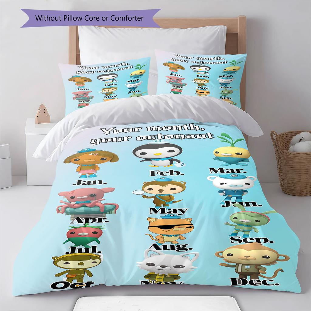 Octonauts Power Bedding Quilt Set Quilt Cover Pillowcase Home Decoration Birthday Gift (1 * duvet cover + 2 * pillowcase, without core)