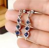 Royal Blue Zircon Oval Earrings Fashionable High-End Design Accessories for Banquets Personalized Simple Zircon