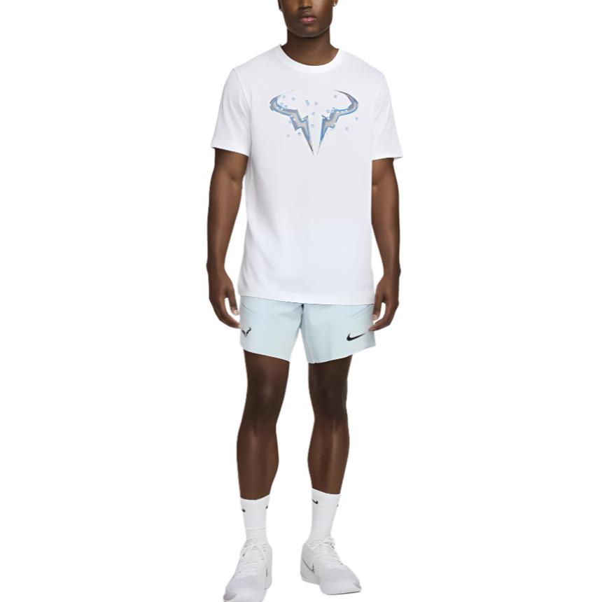 Nike Rafa Solid Logo Drawstring Elastic Waist Five-Point Casual Shorts Men Shorts Glacier-Blue DV2881-474