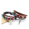 BUZZxSELECTION Men's Bracelet Leather Coin Piece Feather Braided Jewelry Synthetic Leather AC055