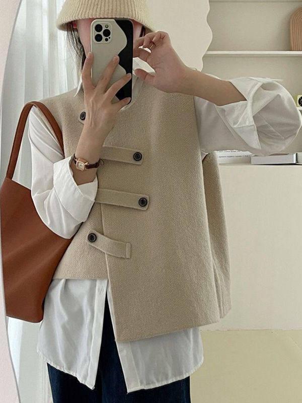 Women's 2026 Autumn/Winter Sleeveless Cardigan Vest