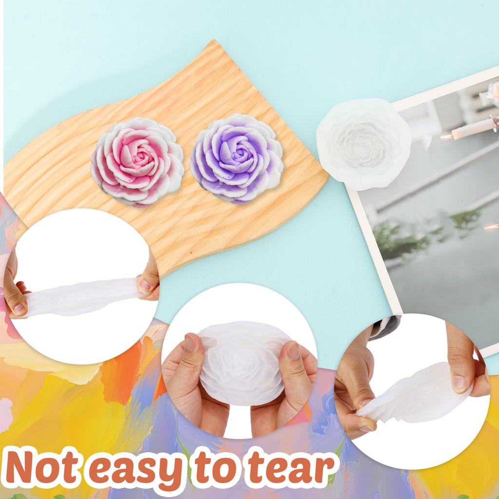 6/8/9 Pcs Flower Candle Mold Reusable Silicone Flower Candles Mold Scented Candle Making Molds with Candle Heart for Handmade