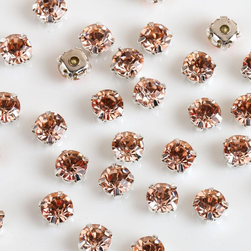 1440pcs Glass Flatback Round Rhinestones with Nickel-Free Metal Base Eco-Friendly Sew-On Stones for Shoes Garments Bags & Hats