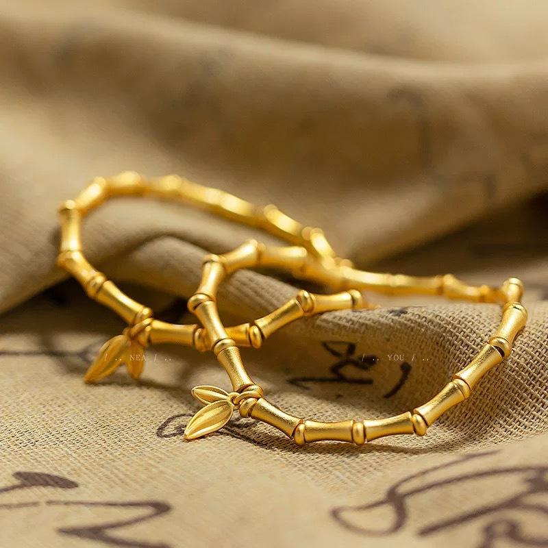 The ancient sand gold bamboo bracelet women's gold store has theThe new Chinese style will not fade for a long time
