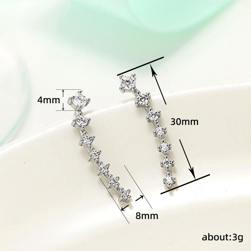 2023 Tide Zircon Super Flash Ear Row, Korean Temperament Internet Celebrity Simple Ear Hook, Exquisite Zircon Earrings