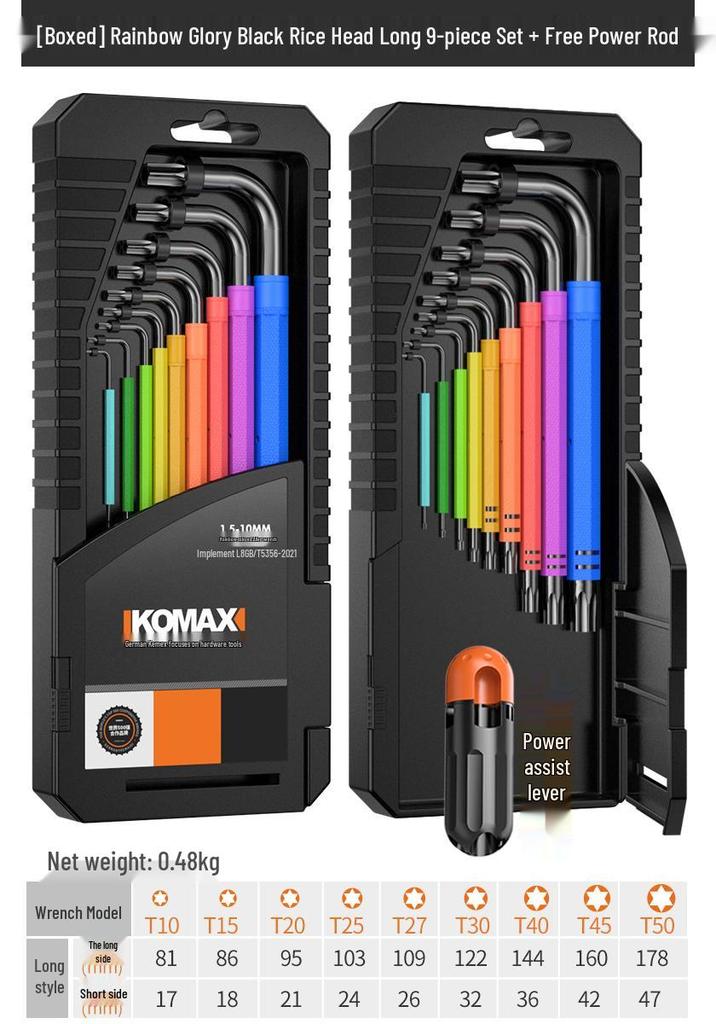 Rainbow Metric Hex Key Set - Comprehensive 6-Sided Screwdriver Tools