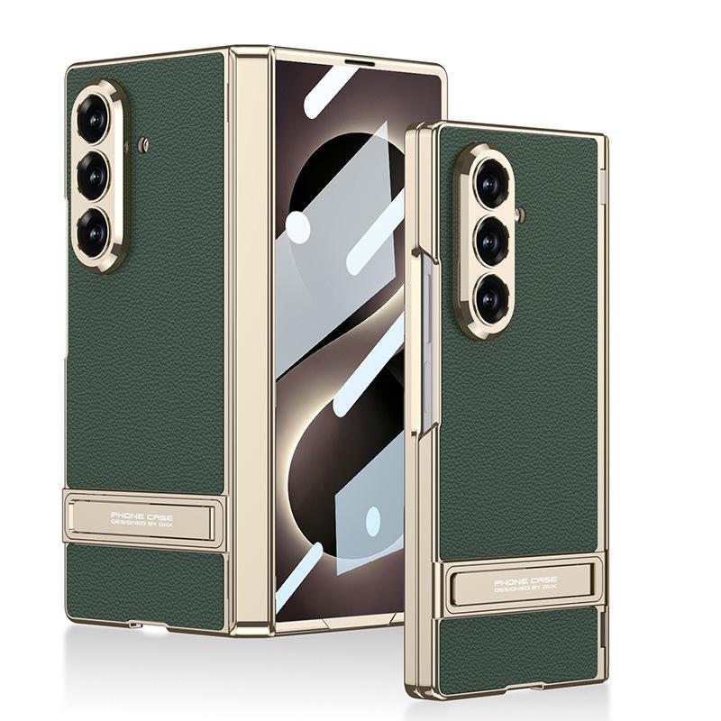 Samsung Z Fold8Ultra Mobile Phone Case Magnetic Hinge Electroplated Triumph Leather Bracket Light Luxury Protective Case