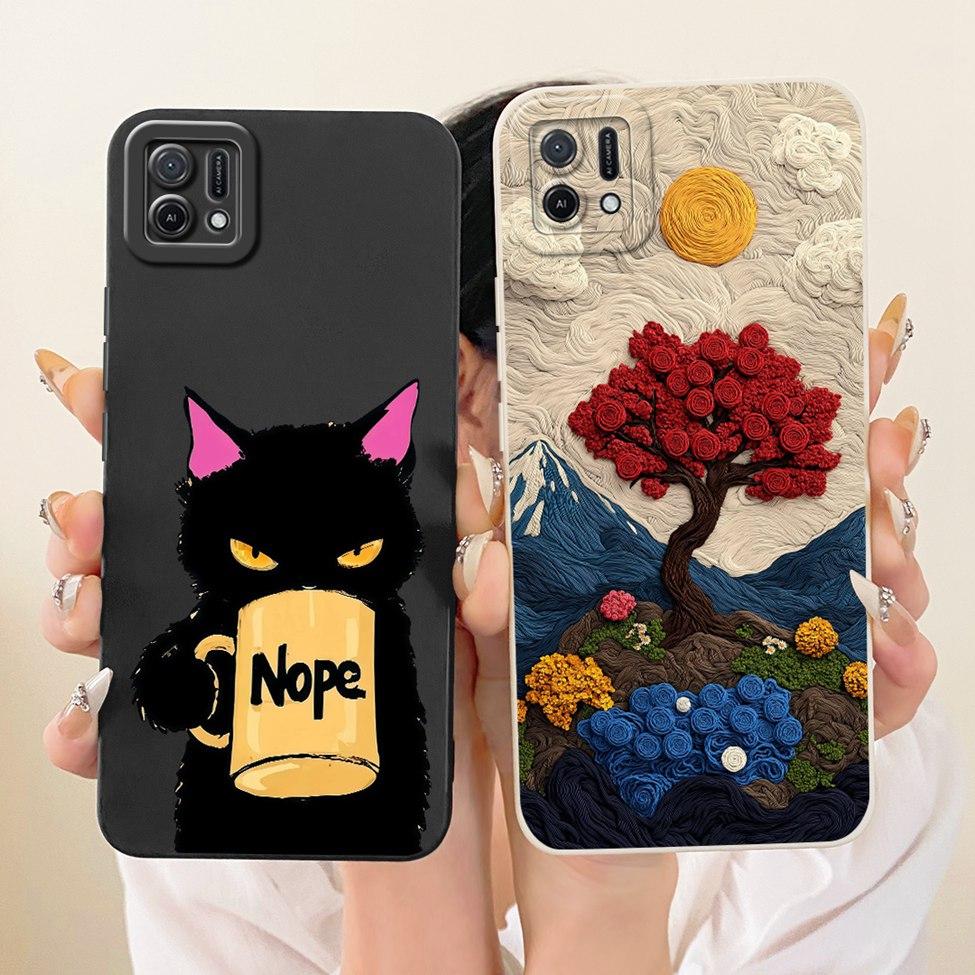 For Oppo A16k CPH2349 Casing For Oppo A16e CPH2421 Cover Fashion Cartoon Cute Funny Painted Silicone Phone Case
