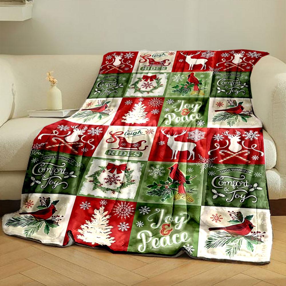Christmas Reindeer Cardinal Blanket bedroom Blanket for Livingroom Couch lunch break Soft throw for Friend's festival Gift