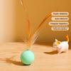 Cat Bouncy Ball Toy Silicone Ball Cat Chew Toy with Feathers Interactive Quiet Rolling Ball for Indoor Cats Biting Chewing Chasing