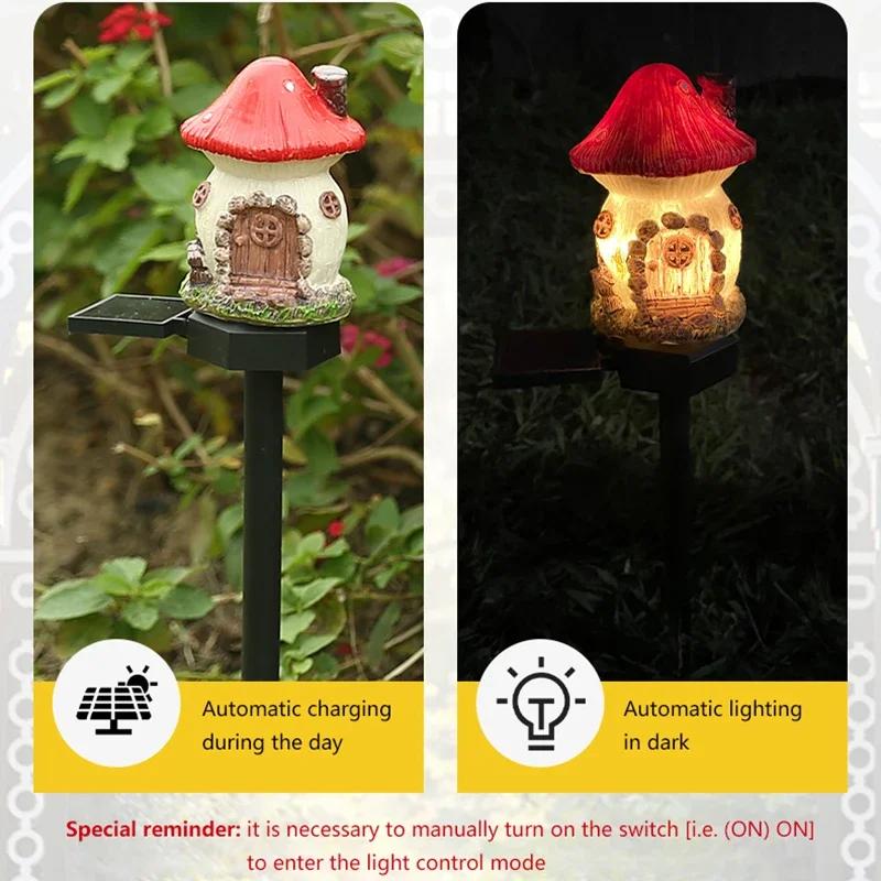 LED Solar Lawn Light Multi Craft Miniature Fairy House Solar Powered Outdoor Decor LED Garden Light Resin Cottage Christmas Lamp