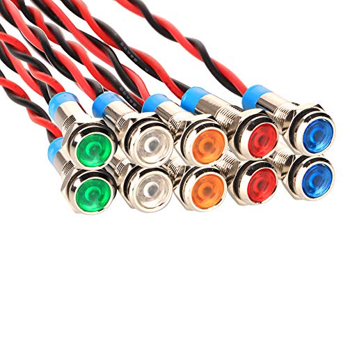 10 installed 6mmled metal indicator light 12V24V waterproof car marine panel light color