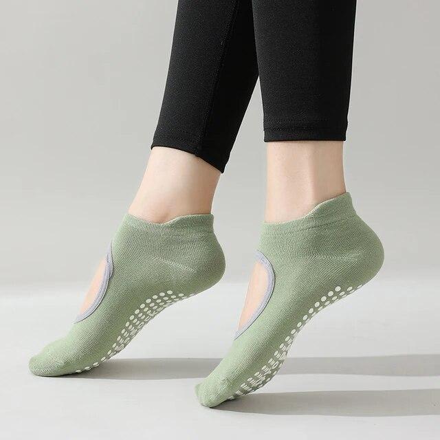 Women High Quality Pilates Socks Anti-Slip Breathable Backless Yoga Socks Ankle Ladies Ballet Dance Sports Socks for Fitness Gym