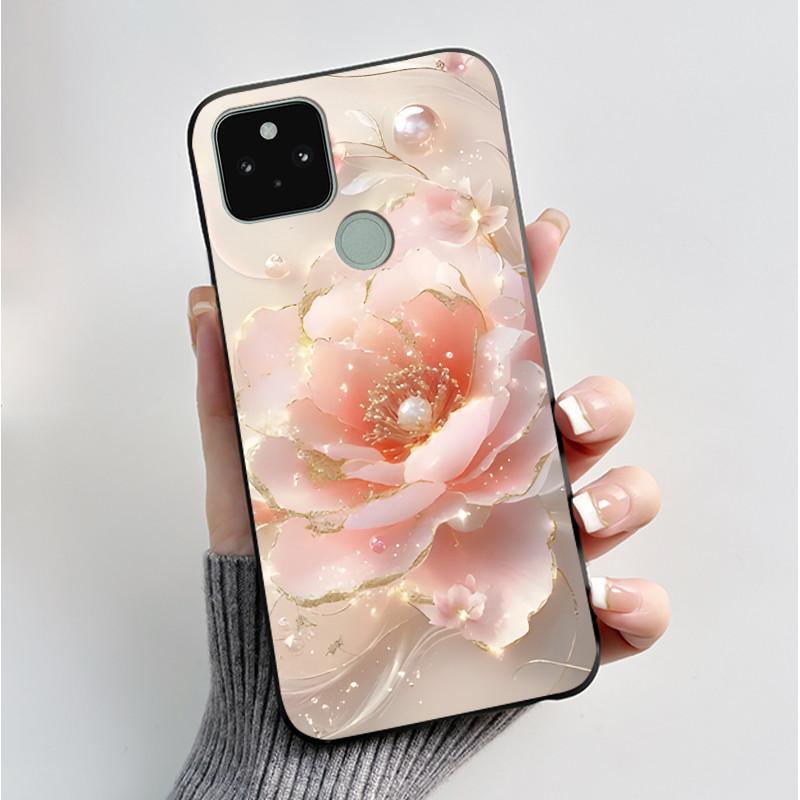 Silikonhülle für Google Pixel 5 Pixel 5A Pixel5 Pixel5A Weiche Abdeckung Luxus Mode Schmetterlingsblumen Bemalt Schwarz Handyhülle