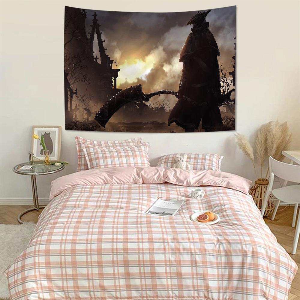 Game Bloodborne Cartoon Tapestry Art Science Fiction Room Home Decor Wall Hanging Sheets