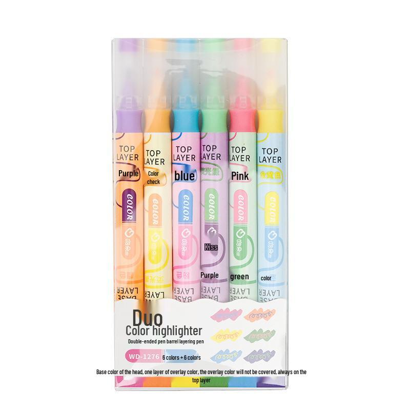 Erasable Double-Ended Fluorescent Highlighter Pen Set: Ideal for Students, Perfect for Colorful Marking and Layering Tasks