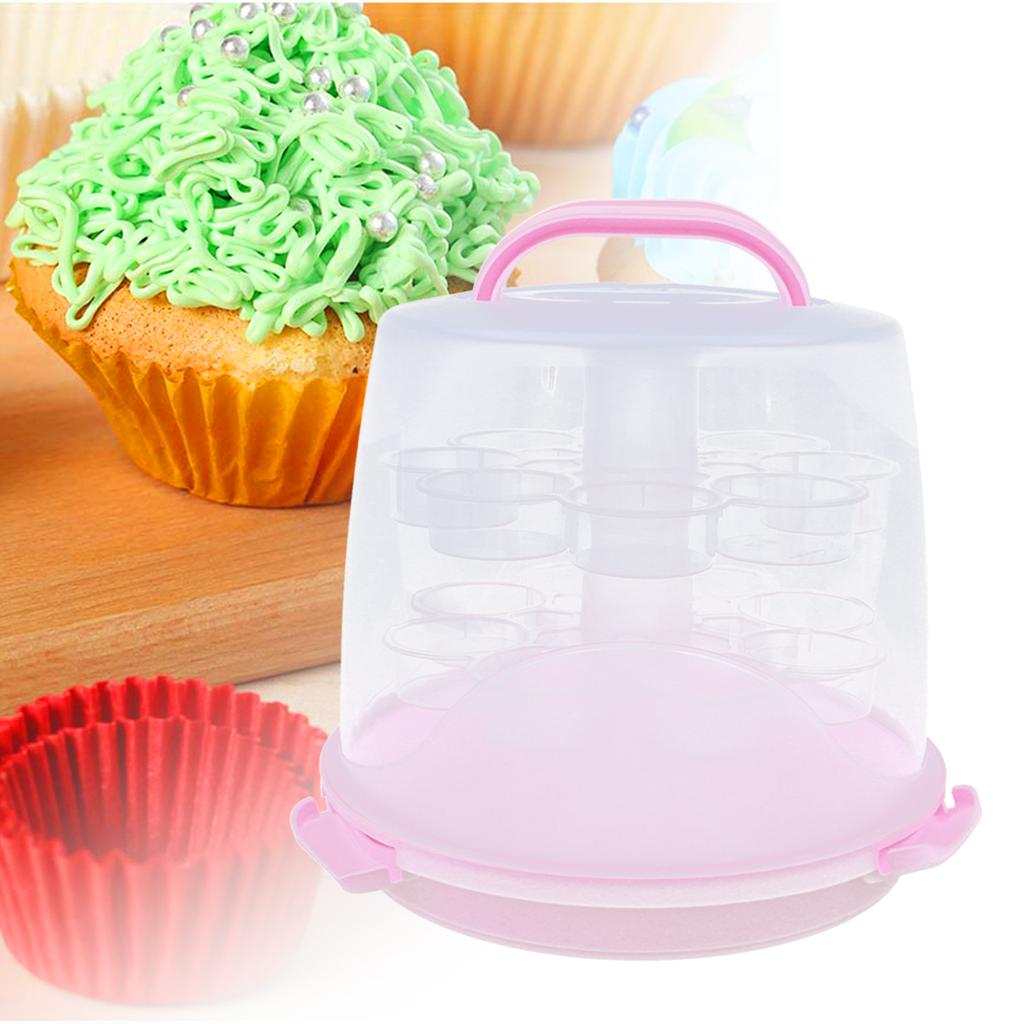 3 Tier 24 Portable Cupcake Container Cake Carrier Stand with Locking Lid & Handle Muffin Holder For Dome Box Pie Cookies