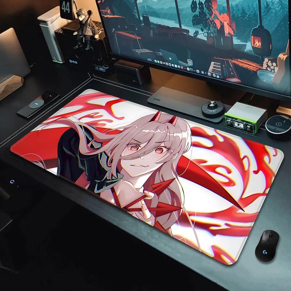 Anime Chainsaw Man Mauspade HD-Druck Computer-Gamer Verriegelungskante Rutschfestes Mauspade XXLxcm Tastatur PC Schreibtischunterlage