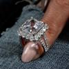 New Elegant Geometric Cubic Zirconia Rings Women Luxury Fashion Engagement Wedding Bands Zircon Statement  for Party