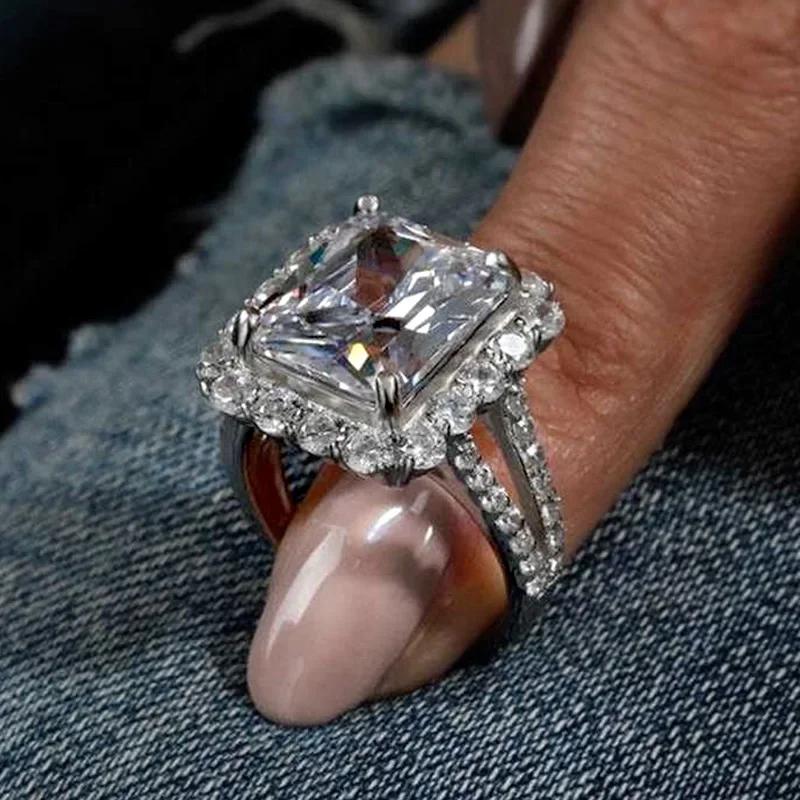 New Elegant Geometric Cubic Zirconia Rings Women Luxury Fashion Engagement Wedding Bands Zircon Statement for Party
