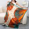 Damen 110cm Bedruckter Kunstseidenschal: Vielseitiges Hals-, Strand- und Sonnenschutz-Wickeltuch