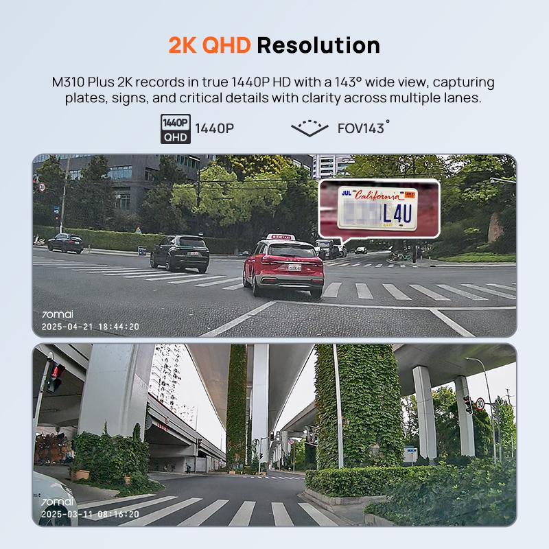 AWT1 70mai Dash Cam M310 Plus 2K 1440P 143°FOV F1.55 Smart Voice Control 24H Parking Guard Night Vision 70mai M310 Plus 2K Car DVR