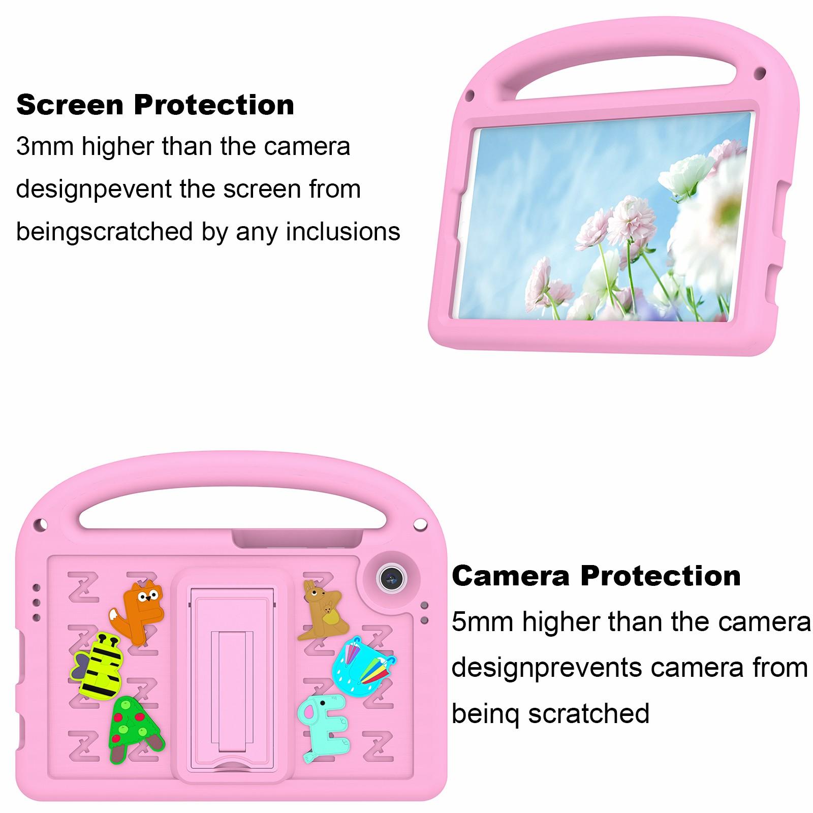 

For Samsung Galaxy Tab A9 Case Cartoon Design Kickstand EVA+PC Tablet Cover with Strap Pink