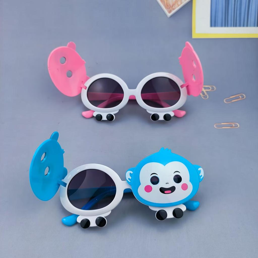 Children's glasses, panda and monkey designs, flip-up style, sunglasses for boys, sunglasses for girls, baby sunglasses, cute and cool animal-themed