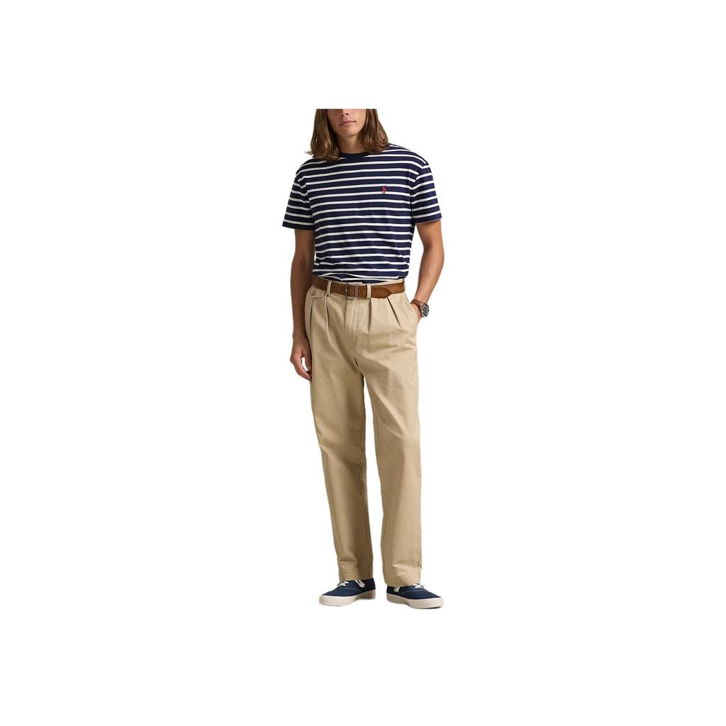 T-shirt da uomo a maniche corte con scollo rotondo a righe e logo Polo Ralph Lauren ricamato Top Blu 710934662-012