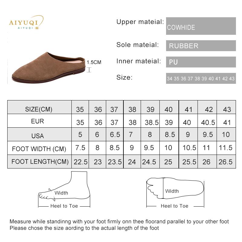 Fashion AIYUQI Women's Baotou Slippers Summer 2025 New Genuine Leather Casual Women's Shoes Large Size Suede Slippers For Ladies