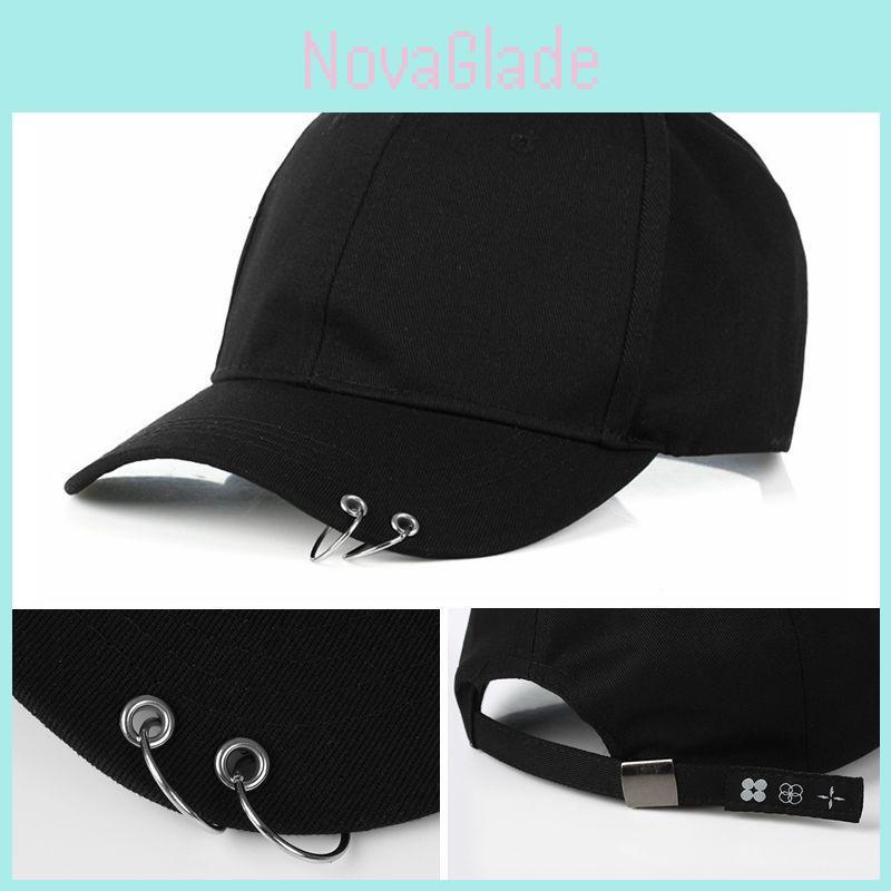 Minimalist Cotton Baseball Cap With Metal Ring For Sun Protection And Casual Wear