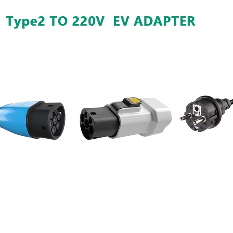 220V Typ 2 Stecker zu Schuko-Steckdose, EV Auto Zubehör Stecker für EV Ladegerät EV Stecker