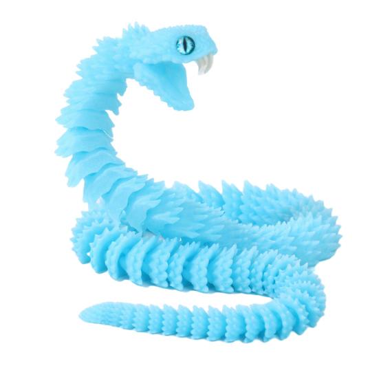 3D Printed Snake Articulated Toy, Flexible Jointed Serpent Figurine, Realistic Fidget Stress Reliever for Adults, Office Desk Decor Gift