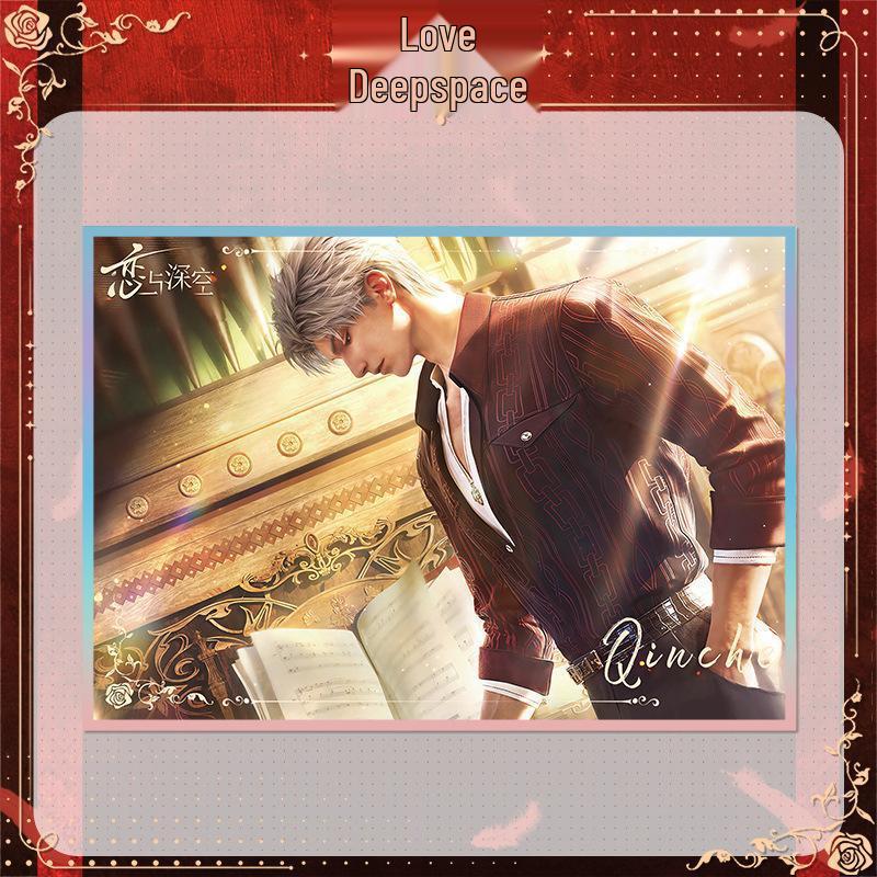 Love & Deepspace Qin Che Dark Point Acrylic Standee Keychain with Double Flash Badge Button