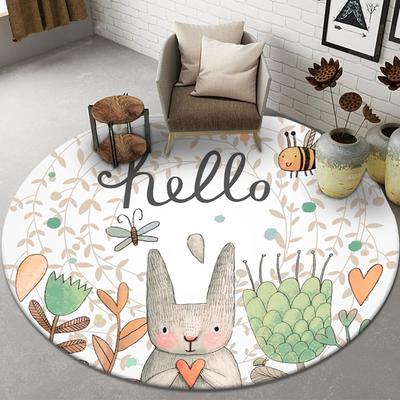 Soft Round Cartoon Carpet for Kids Nursery Play Mat Plush Bedroom Rugs Living Room Decor Children Home