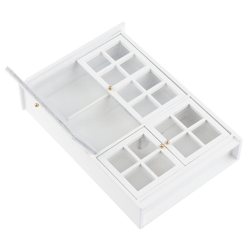 1:12 Dollhouse Miniature White Wood Cupboard Shelf Furniture Model