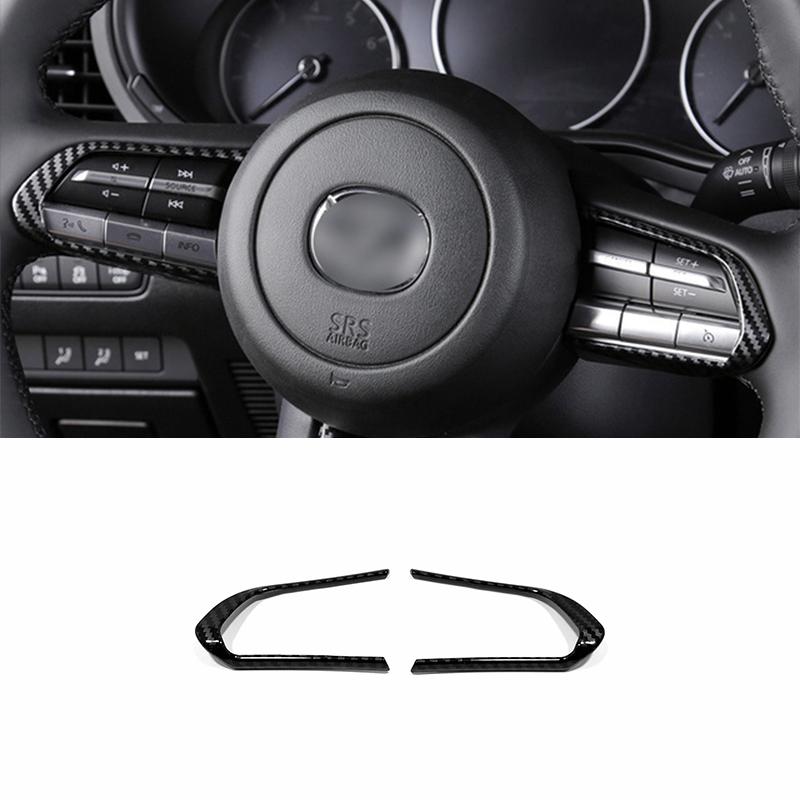 Car Steering Wheel Button Frame Cover Trim Sticker ABS Carbon Fibre Styling for Mazda CX-30 Interior