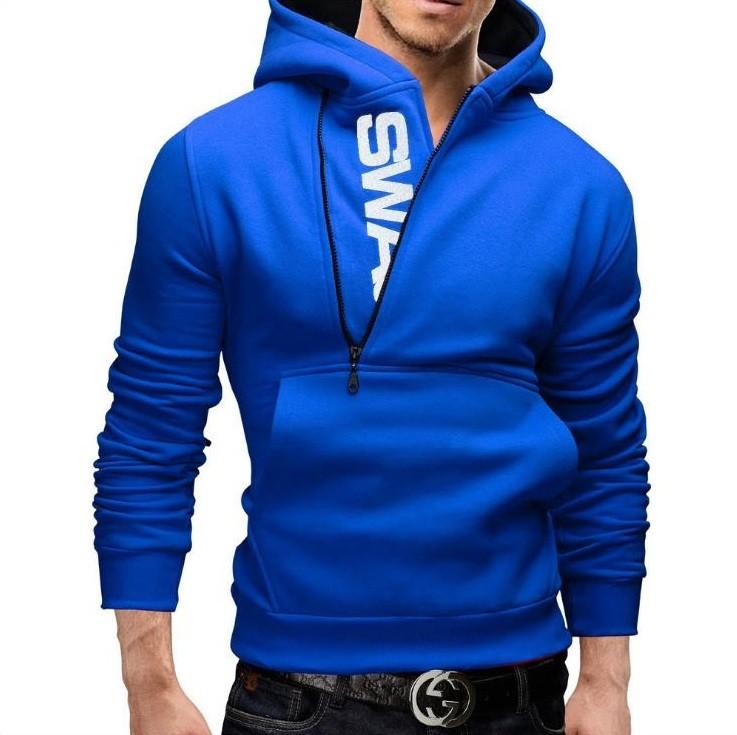 Felpa Casual con Cappuccio, Zip Laterale e Design Color Block da Uomo