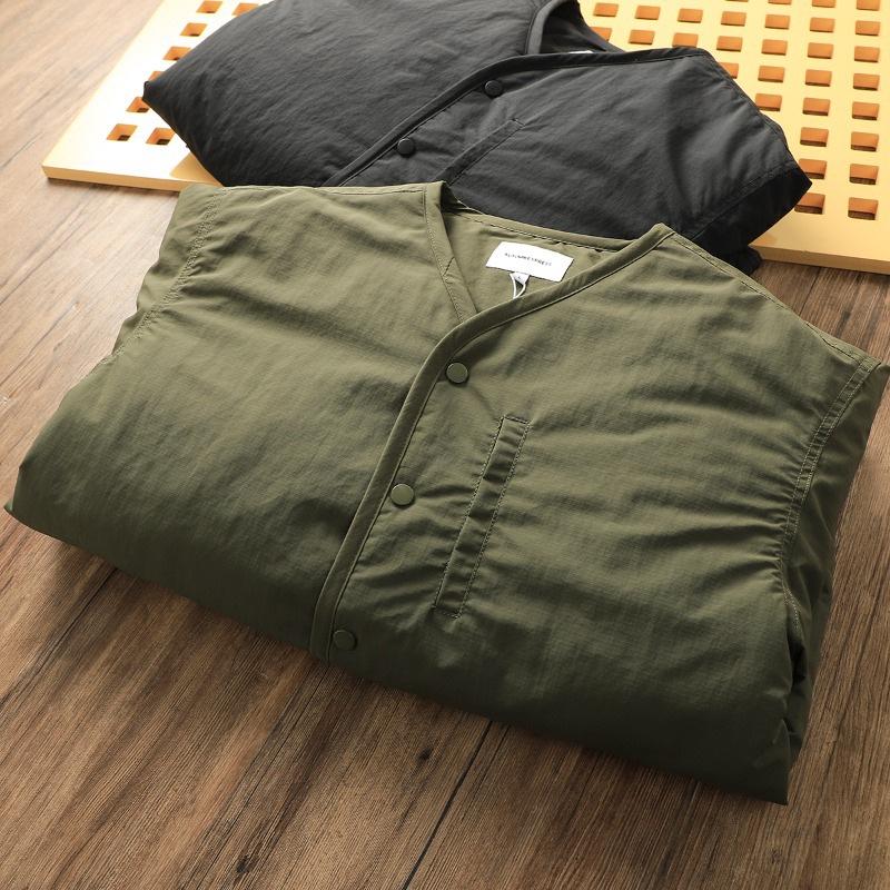 Men's Retro Quilted Cotton Jacket - Warm, Trendy, Loose Fit, Casual V-Neck for Autumn/Winter
