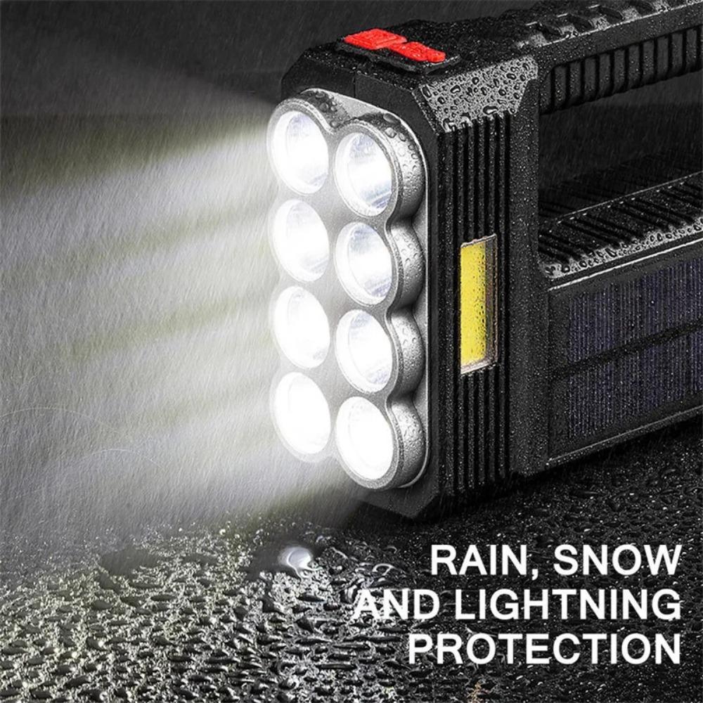 High Lumen Led Flashlight Waterproof USB Rechargeable Flashlights Searchlight Built-In Battery Outdoor Solar Lighting Torchlight