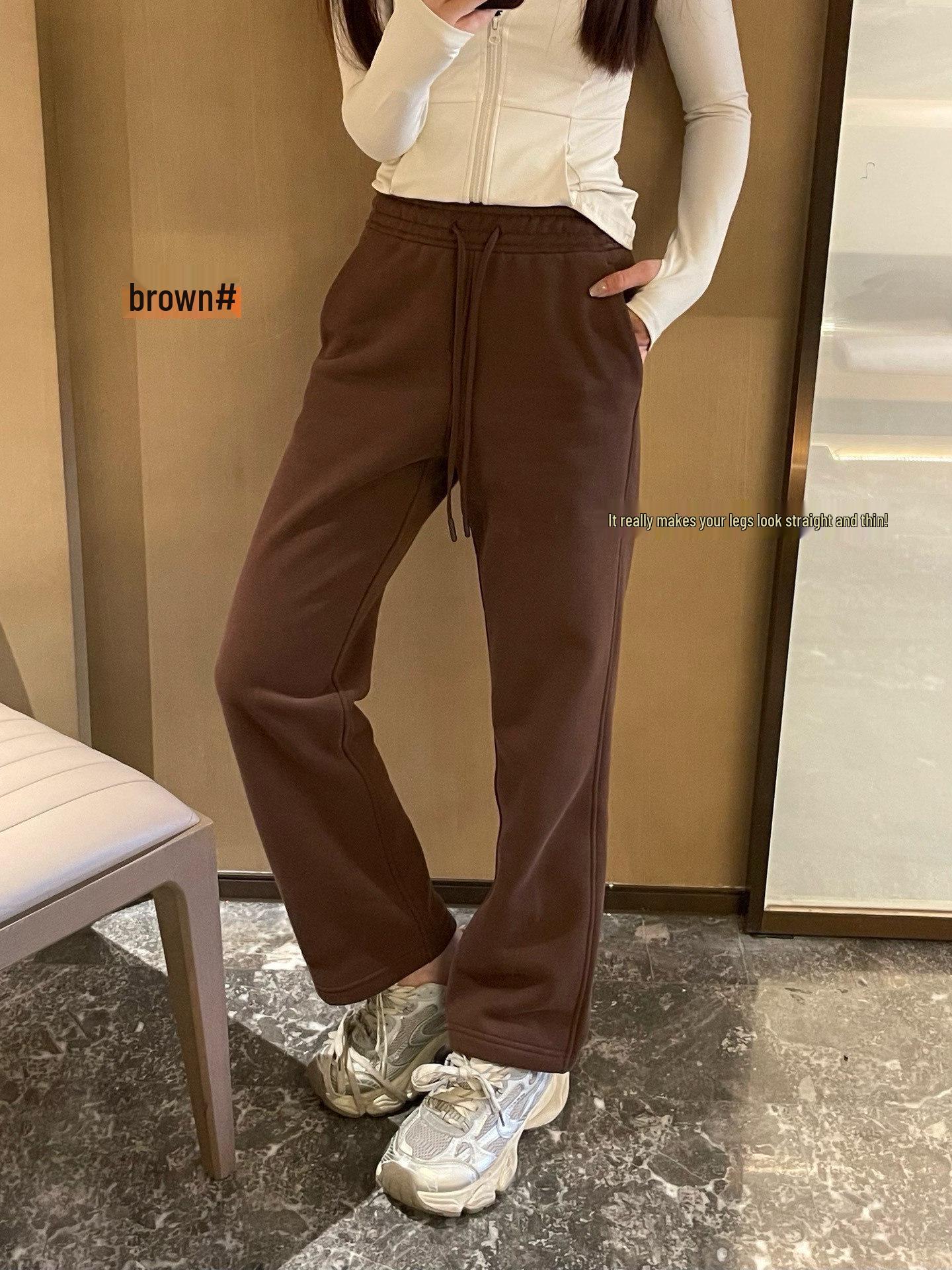 

Velvet Wide-Leg High-Waisted Drawstring Sports Pants - Women s Casual Long Pants for a Slender Look S